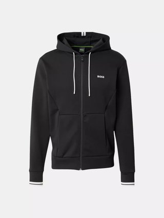 Черное худи BOSS из смеси хлопка: фото - Invogue