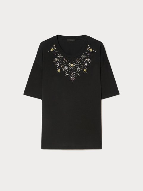 Черная футболка MARINA RINALDI трикотажная: фото - Invogue