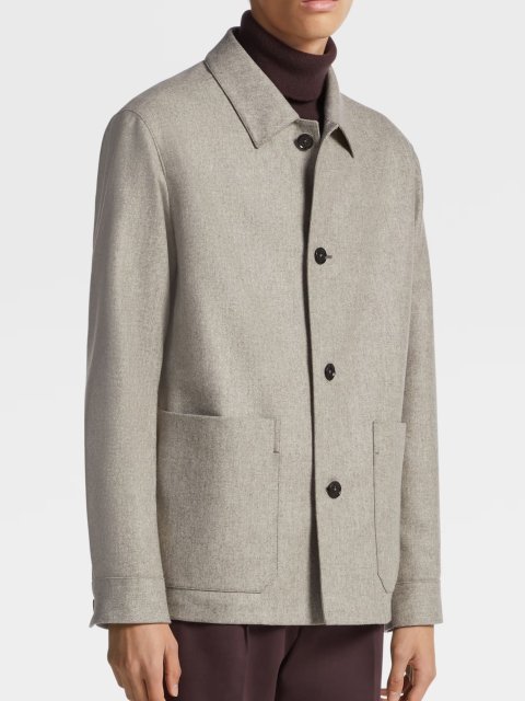 Сіра куртка Zegna з м'якої вовняної фланелі з накладними кишенями: фото 1 - Invogue