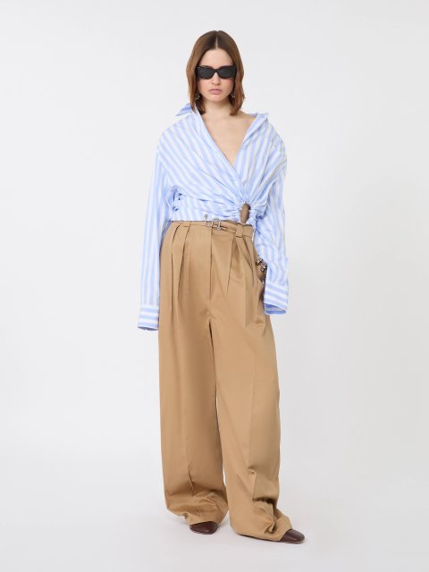 Блакитна сорочка у смужку Sportmax з бавовни: фото 1 - Invogue
