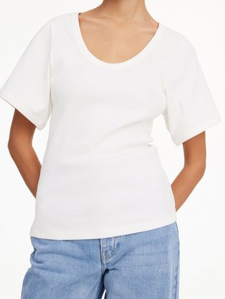 Белая футболка BY MALENE BIRGER из эластичного хлопка: фото 2 - Invogue