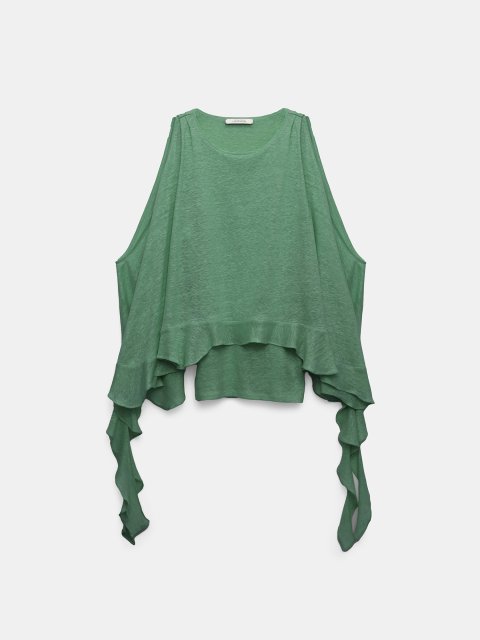 Зеленый топ Dorothee Schumacher с воланами: фото - Invogue