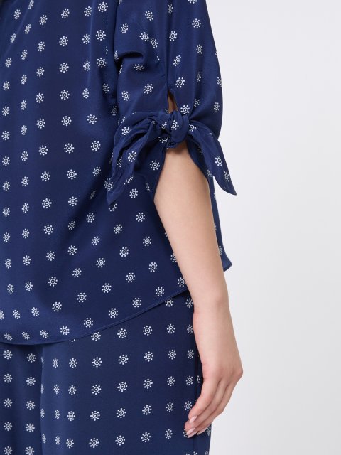 Темно-синяя блуза WEEKEND MAX MARA из чистого шелка: фото 5 - Invogue