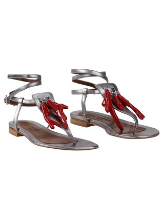 Серебристые босоножки WEEKEND MAX MARA: фото 1 - Invogue