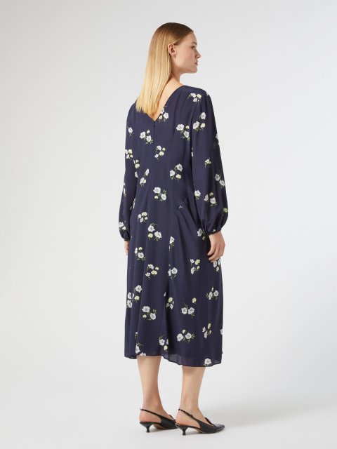 Темно-синее платье Marina Rinaldi с цветочным пинтом: фото 2 - Invogue