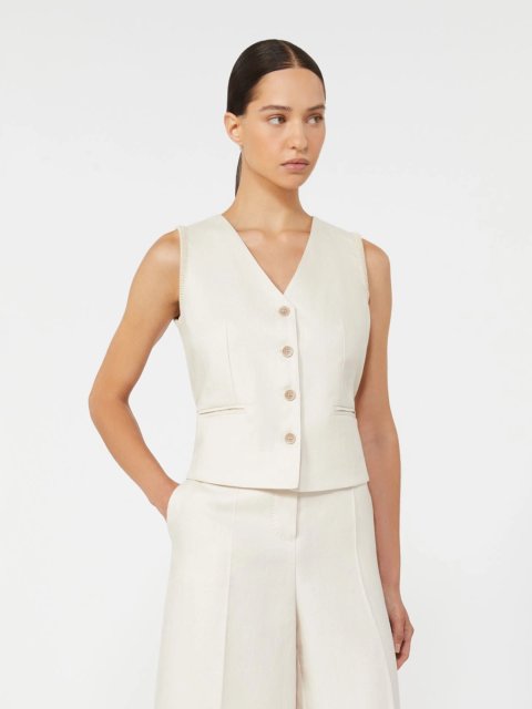 Бежевий жилет Max Mara з льону: фото 2 - Invogue