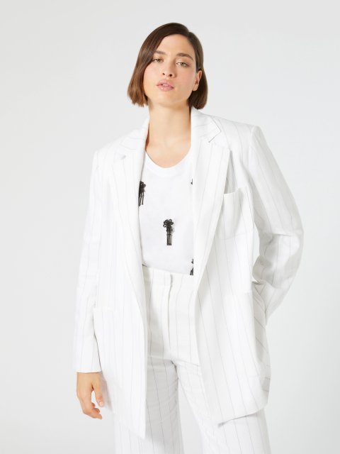 Белые брюки Marina Rinaldi из смеси льна: фото 4 - Invogue