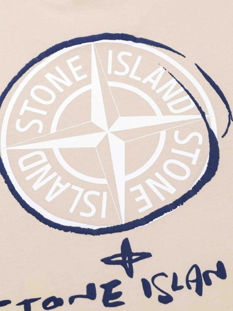 Бежева футболка Stone Island з бавовни: фото 2 - Invogue