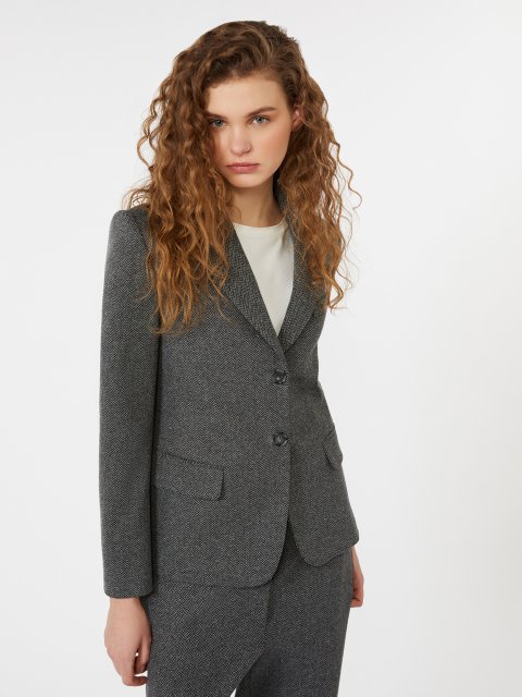 Сірий жакет WEEKEND MAX MARA з суміші бавовни та вовни: фото 4 - Invogue