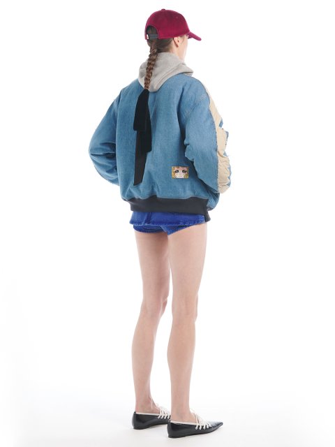 Синий бомбер Push Button джинсовый: фото 2 - Invogue