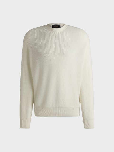 Белый свитер BOSS из льна и кашемира: фото - Invogue