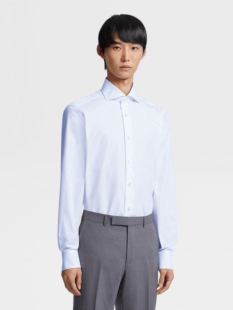 Біла сорочка ZEGNA бавовняна: фото 1 - Invogue