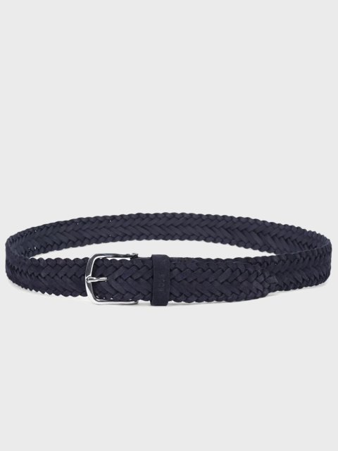 Темно-синий ремень BOSS замшевый: фото - Invogue