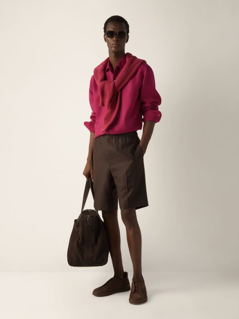 Темно-рожева сорочка Zegna з льону: фото 1 - Invogue