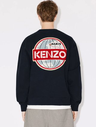 Темно-синий свитер KENZO с логотипом в виде земного шара: фото 2 - Invogue