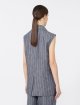 Синій жилет в смужку Max Mara з льону: фото 3 - Invogue
