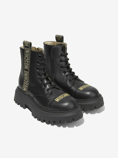 Чорні чоботи MOSCHINO зі шкіри: фото 1 - Invogue