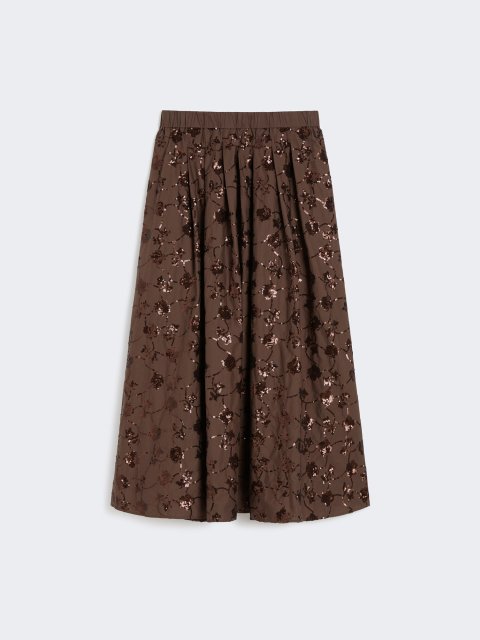 Шоколадна спідниця WEEKEND MAX MARA з вишивкою лелітками: фото - Invogue