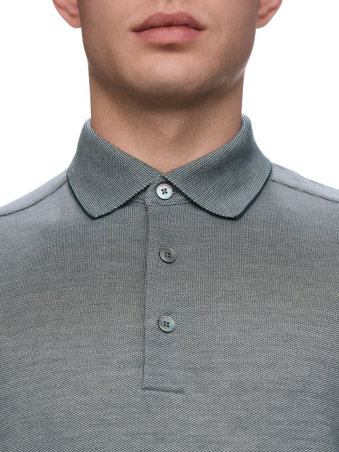 Зеленое поло ZEGNA из смеси хлопка и шелка: фото 3 - Invogue