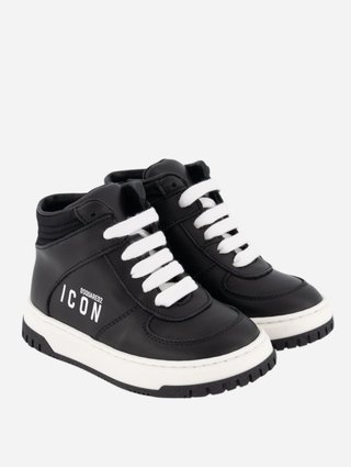 Чорные кеды DSQUARED KID с логотипом: фото 1 - Invogue