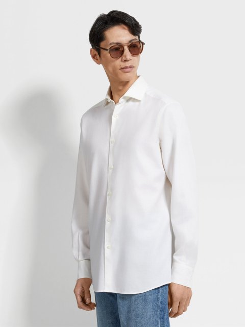 Біла сорочка ZEGNA з бавовни та кашеміру: фото 1 - Invogue