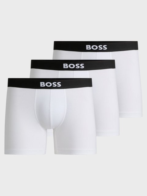 Комплект із трьох білих боксерів Boss: фото - Invogue