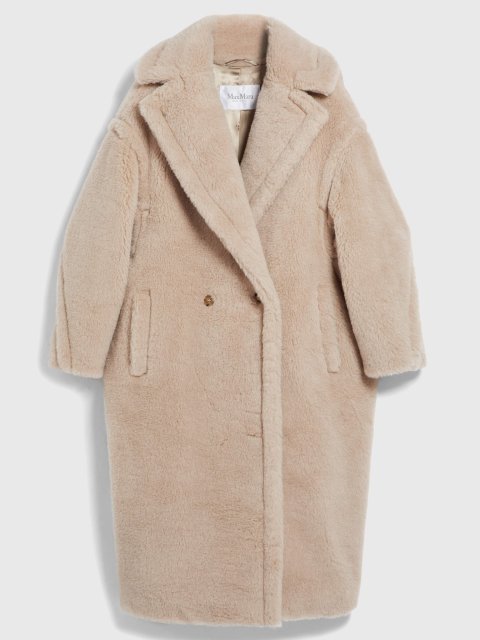 Палеве пальто Teddy oversize Max Mara з бленду альпаки та шовку: фото - Invogue