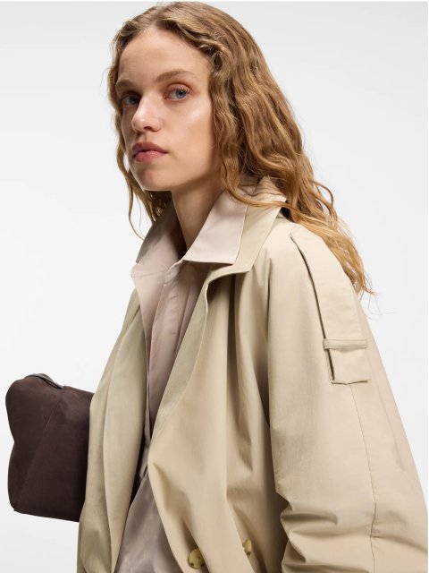 Бежевый плащ BOSS из хлопкового поплина: фото 5 - Invogue