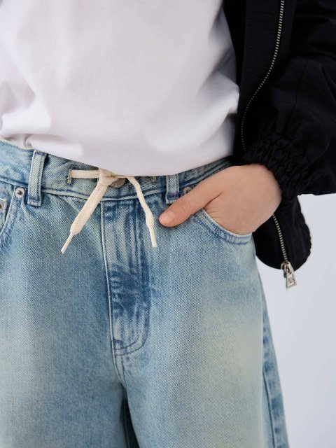 Джинси з синього деніму MM6 Maison Margiela з бавовни: фото 3 - Invogue