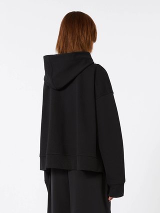 Черное худи Sportmax из эластичного хлопка: фото 3 - Invogue