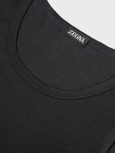 Чорна майка Zegna Filoscozia з бавовни: фото 1 - Invogue