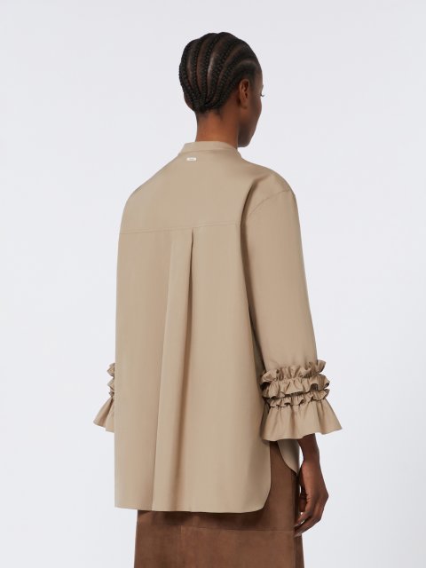 Темно-бежева сорочка MAX MARA з бавовняного попліну: фото 3 - Invogue