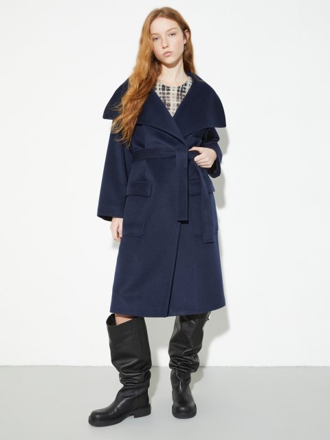 Темно-синее пальто MAX&CO из шерсти и кашемира: фото 2 - Invogue