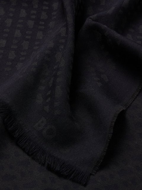 Черный шарф BOSS с жаккардовым узором: фото 3 - Invogue