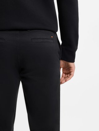 Черные брюки BOSS из хлопка и эластана: фото 4 - Invogue