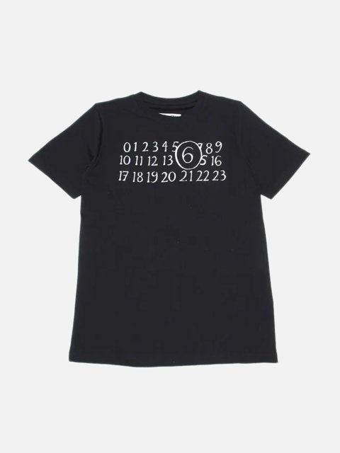 Чорна футболка MM6 Maison Margiela з бавовни з принтом: фото - Invogue