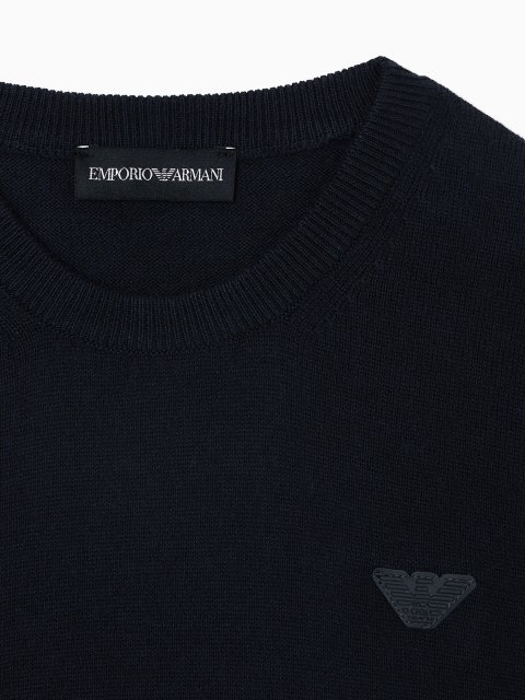 Темно-синій светр EMPORIO ARMANI KIDS з бавовни та вовни: фото 1 - Invogue