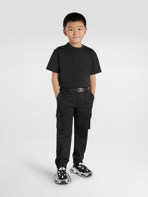 Чорна футболка DOLCE&GABBANA KIDS з бавовняного трикотажу: фото 1 - Invogue
