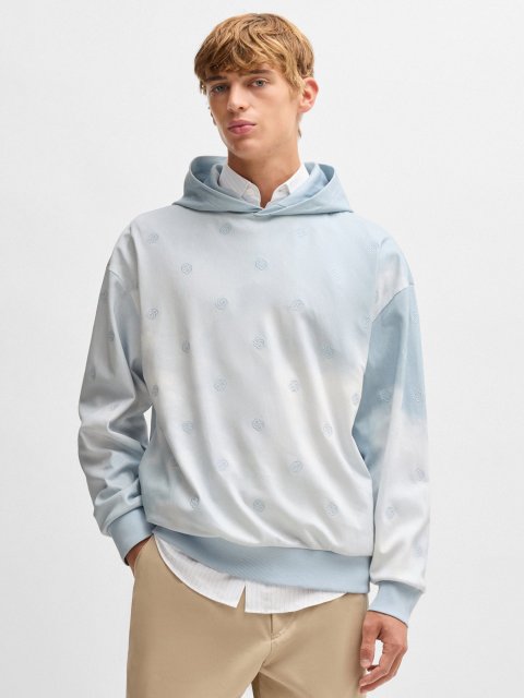 Голубое худи BOSS свободного кроя: фото 2 - Invogue
