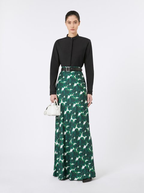 Черная рубашка MAX MARA из эластичного поплина: фото 1 - Invogue