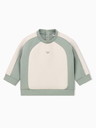 Зелёно-кремовая кофта Emporio Armani из хлопка и полиэстера: фото - Invogue