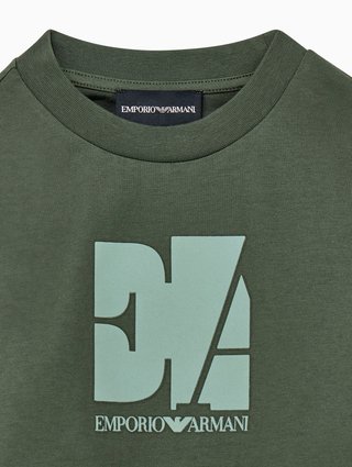 Зелена футболка Emporio Armani з принтом з бавовни: фото 2 - Invogue