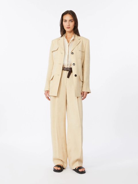 Кремові брюки Max Mara з лляного твілу: фото 1 - Invogue