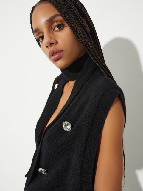 Черный жилет MAX&CO из смеси шерсти и вискозы: фото 4 - Invogue