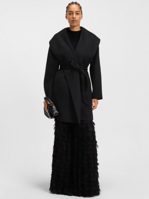 Черное пальто BOSS из шерсти: фото 4 - Invogue