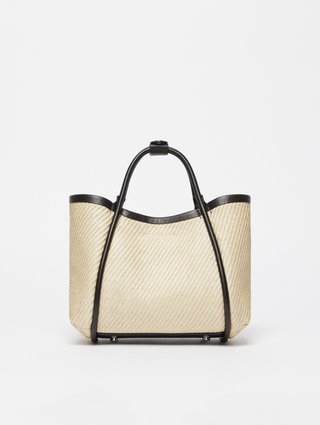 Бежева сумка Max Mara з шкіряними деталями: фото 3 - Invogue