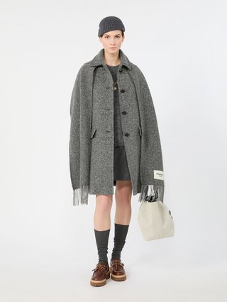 Тёмно-серое пальто Weekend Max Mara из шерсти и полиамида: фото 2 - Invogue