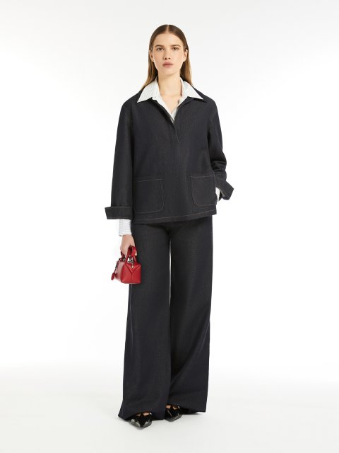 Темно-синій жакет Max Mara з бавовни та льону: фото 1 - Invogue
