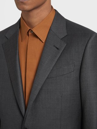 Серый костюм Zegna из оригинальной шерсти Trofeo™: фото 3 - Invogue