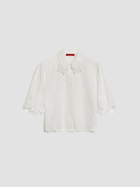 Біла сорочка MAX&CO з вишивкою та мереживом: фото - Invogue